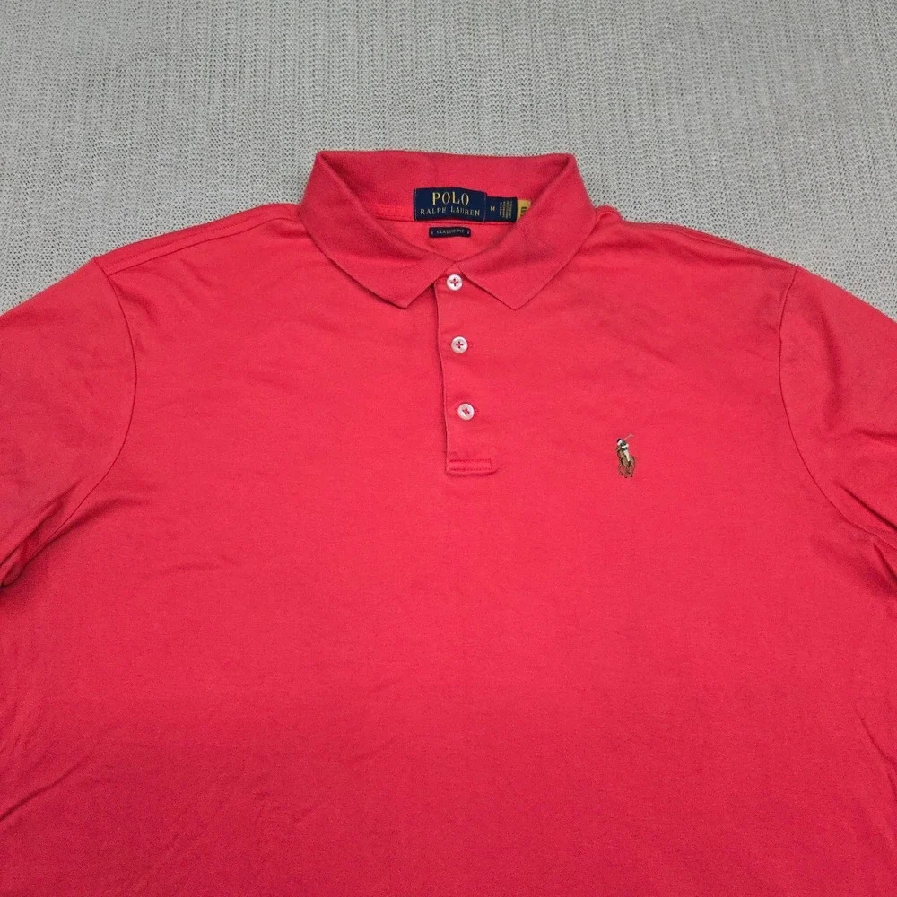 Polo Ralph Lauren Polo Shirt Mens Medium Pink Classic Fit Flesh Pony Logo